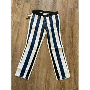 Genetic Women’s Liam Cropped Striped Jean Blue White Sz 25